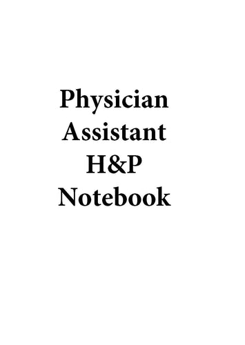 SS2020 PHYSICIAN ASSISTANT H&P POCKET BOOK